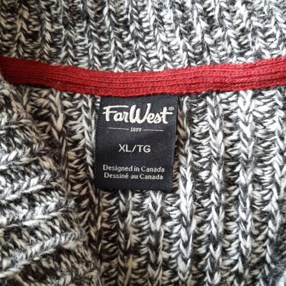 FAR WEST Toggle Button Boyfriend Cardigan Chunky Knit Melange Gray Sz XL - Picture 11 of 13